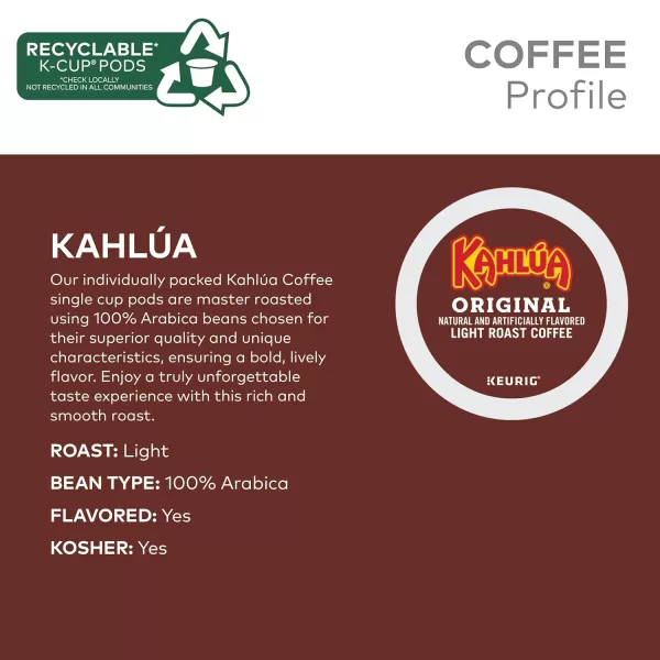 Kahlua Coffee Original Keurig Single Serve KCup Pods Light Roast Coffee 96 Count 4 Packs of 2496 Count