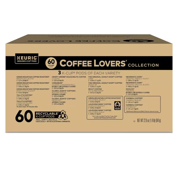 Keurig Coffee Lovers Collection Variety Pack SingleServe Coffee KCup Pods Sampler 60 CountBreakfast Blend 60 Count Pack of 1