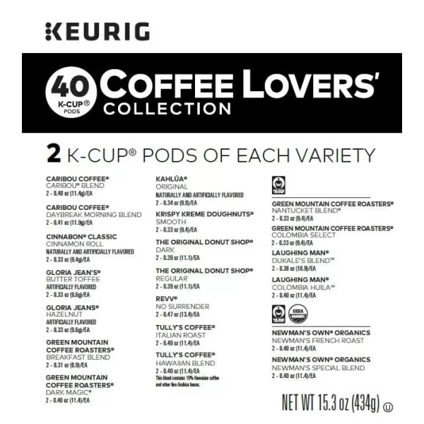 Keurig Coffee Lovers Collection Variety Pack SingleServe Coffee KCup Pods Sampler 60 CountCoffee Lovers 40 Count Pack of 1