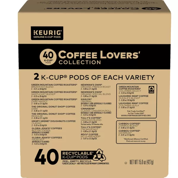 Keurig Coffee Lovers Collection Variety Pack SingleServe Coffee KCup Pods Sampler 60 CountCoffee Lovers 40 Count Pack of 1