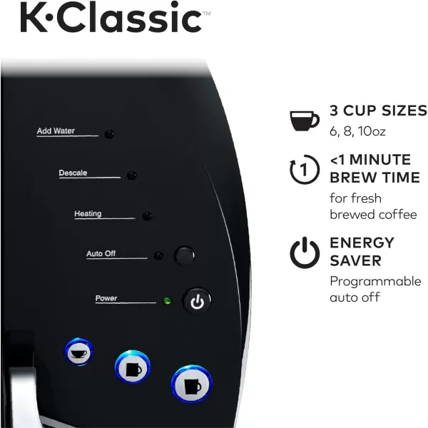 Keurig KClassic Coffee Maker KCup Pod Single Serve Programmable 6 to 10 oz Brew Sizes BlackBlack Coffee Maker