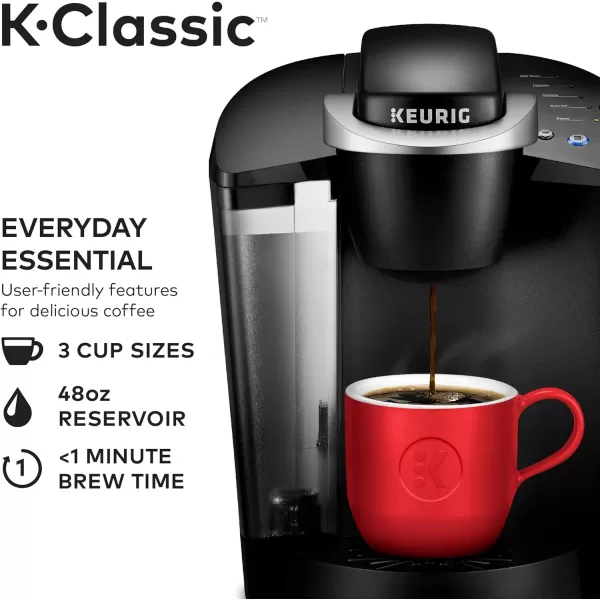 Keurig KClassic Coffee Maker KCup Pod Single Serve Programmable 6 to 10 oz Brew Sizes BlackBlack Coffee Maker