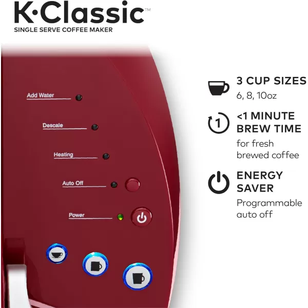 Keurig KClassic Coffee Maker KCup Pod Single Serve Programmable 6 to 10 oz Brew Sizes BlackRhubarb Coffee Maker