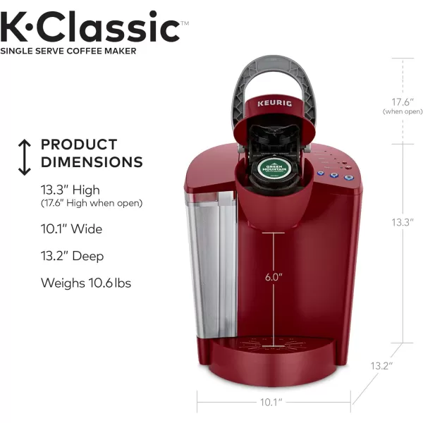 Keurig KClassic Coffee Maker KCup Pod Single Serve Programmable 6 to 10 oz Brew Sizes BlackRhubarb Coffee Maker