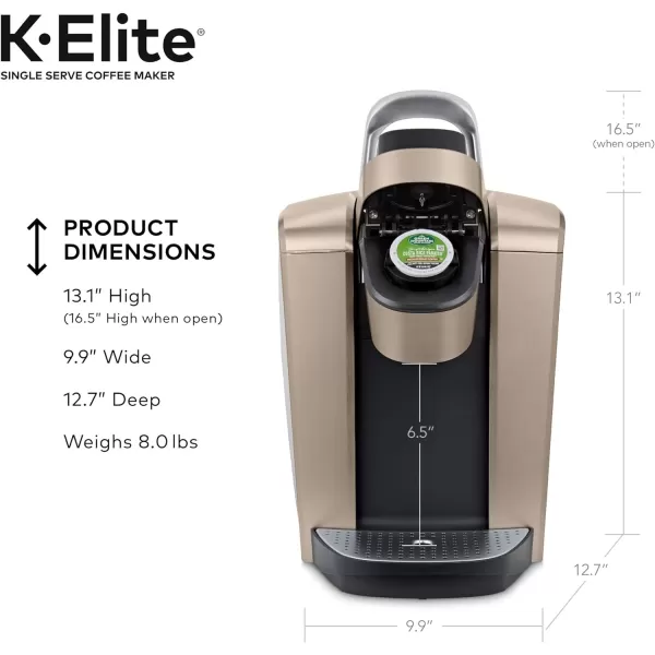 Keurig KElite SingleServe KCup Pod Coffee Maker Brushed SilverBrushed Gold Coffee Maker