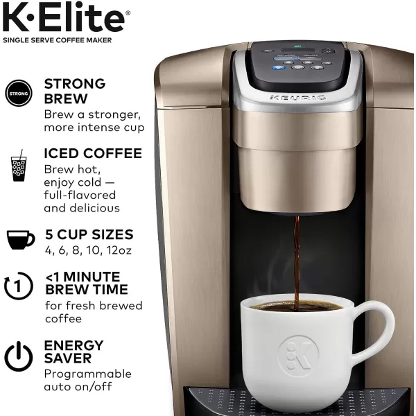 Keurig KElite SingleServe KCup Pod Coffee Maker Brushed SilverBrushed Gold Coffee Maker