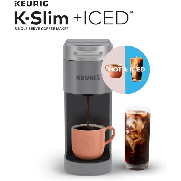 Keurig KSlim  ICED Single Serve Coffee Maker Brews 8 to 12oz Cups GrayKeurig KSlim  ICED Single Serve Coffee Maker Brews 8 to 12oz Cups Gray