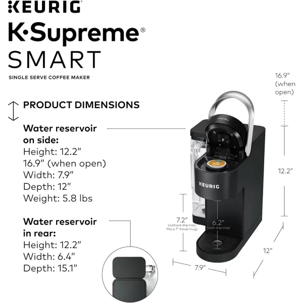 Keurig KSupreme SMART Coffee Maker MultiStream Technology Brews 612oz Cup Sizes BlackKeurig KSupreme SMART Coffee Maker MultiStream Technology Brews 612oz Cup Sizes Black