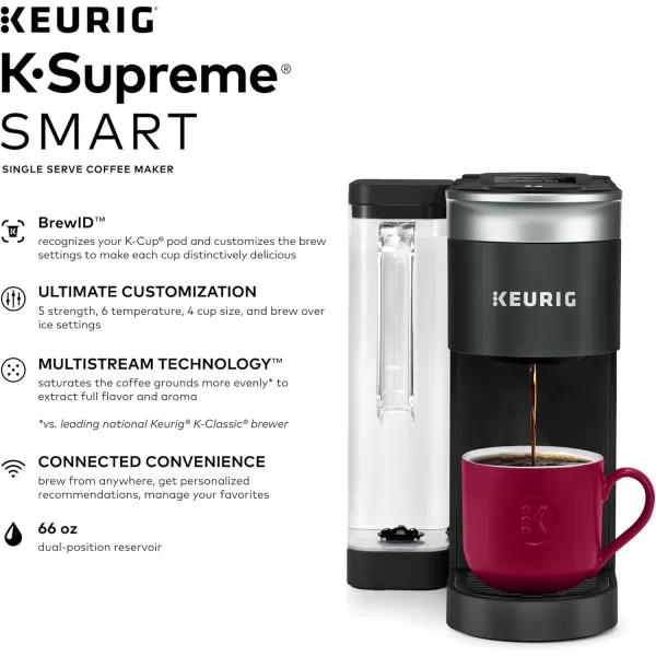 Keurig KSupreme SMART Coffee Maker MultiStream Technology Brews 612oz Cup Sizes BlackKeurig KSupreme SMART Coffee Maker MultiStream Technology Brews 612oz Cup Sizes Black