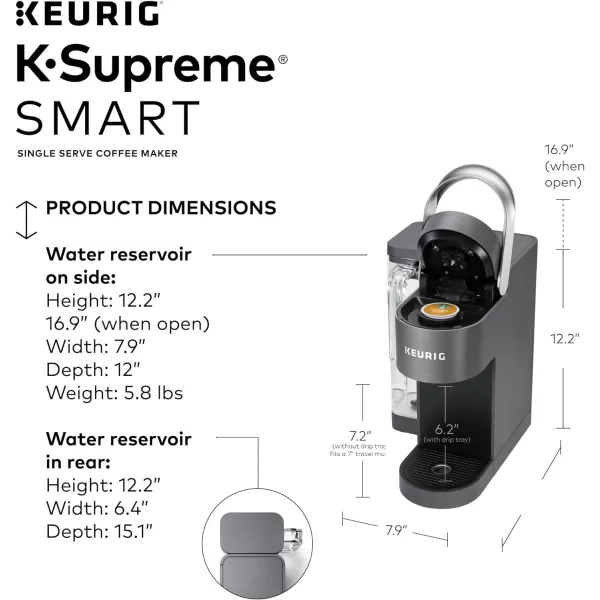 Keurig KSupreme SMART Coffee Maker MultiStream Technology Brews 612oz Cup Sizes GrayKeurig KSupreme SMART Coffee Maker MultiStream Technology Brews 612oz Cup Sizes Gray