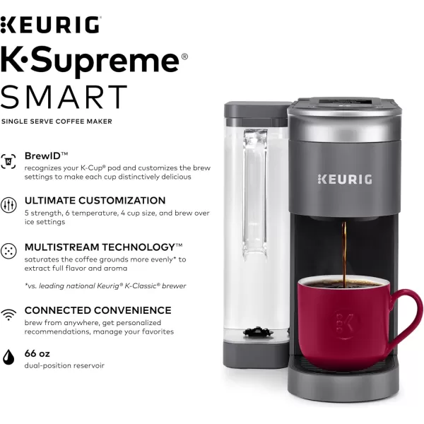 Keurig KSupreme SMART Coffee Maker MultiStream Technology Brews 612oz Cup Sizes GrayKeurig KSupreme SMART Coffee Maker MultiStream Technology Brews 612oz Cup Sizes Gray