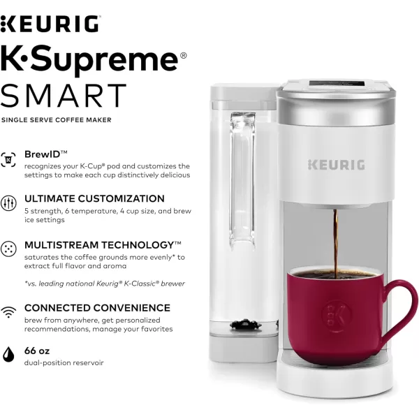 Keurig KSupreme SMART Coffee Maker MultiStream Technology Brews 612oz Cup Sizes WhiteKeurig KSupreme SMART Coffee Maker MultiStream Technology Brews 612oz Cup Sizes White