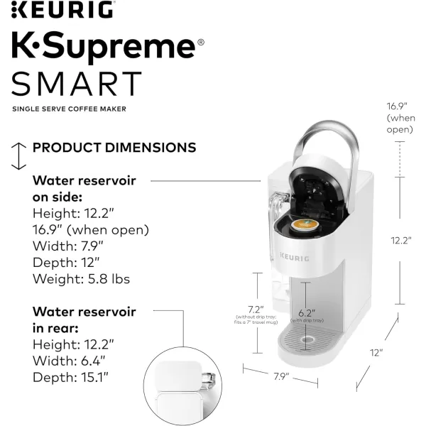 Keurig KSupreme SMART Coffee Maker MultiStream Technology Brews 612oz Cup Sizes WhiteKeurig KSupreme SMART Coffee Maker MultiStream Technology Brews 612oz Cup Sizes White