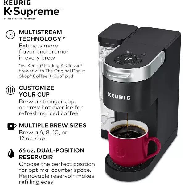 Keurig KSupreme Single Serve KCup Pod Coffee Maker MultiStream Technology BlackBlack Coffee Maker