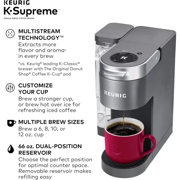 Keurig KSupreme Single Serve KCup Pod Coffee Maker MultiStream Technology BlackGray Coffee Maker