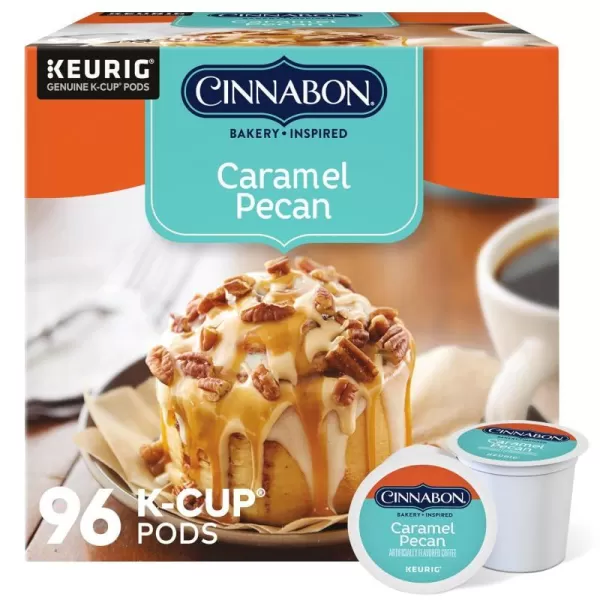 Cinnabon Classic Cinnamon Roll Keurig SingleServe KCup Pods Light Roast Coffee 72 Count 6 Packs of 12Caramel Pecan 24 Count Pack of 4