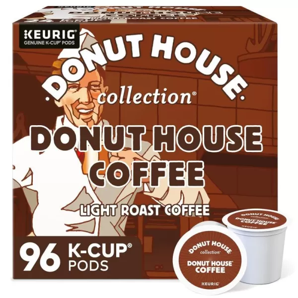 Donut House Collection Donut House Coffee SingleServe Keurig KCup Pods Light Roast Coffee 24 Count Pack of 4Donut House 96 Count