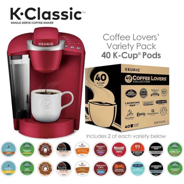 Keurig KClassic Coffee Maker Single Serve KCup Pod Coffee Brewer Rhubarb and Keurig Coffee Lovers Collection KCup Pods 40 CountKeurig KClassic Coffee Maker Single Serve KCup Pod Coffee Brewer Rhubarb and Keurig Coffee Lovers Collection KCup Pods 40 Count