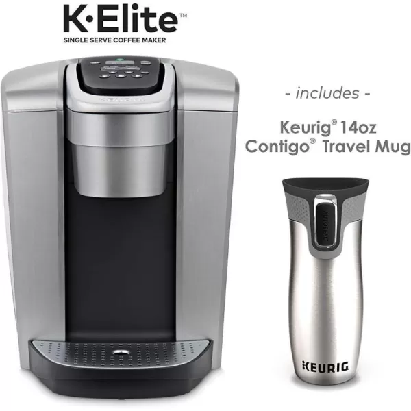 Keurig KElite Coffee Maker Single Serve KCup Pod Coffee Brewer Brushed Silver and Keurig 14 oz Contigo AUTOSEAL Travel Mug SilverKeurig KElite Coffee Maker Single Serve KCup Pod Coffee Brewer Brushed Silver and Keurig 14 oz Contigo AUTOSEAL Travel Mug Silver