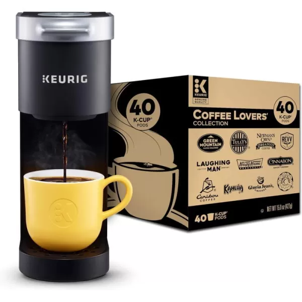 Keurig KMini Coffee Maker Black with Coffee Lovers 40 Count Variety Pack Coffee PodsKeurig KMini Coffee Maker Black with Coffee Lovers 40 Count Variety Pack Coffee Pods