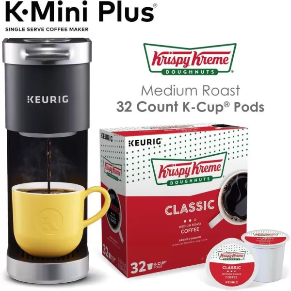 Keurig KMini Plus Single Serve Coffee Maker with Krispy Kreme Coffee Pods 32 countKeurig KMini Plus Single Serve Coffee Maker with Krispy Kreme Coffee Pods 32 count