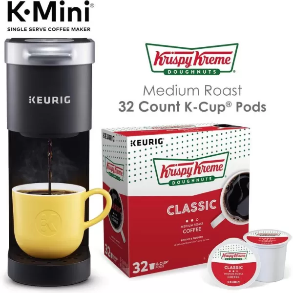 Keurig KMini Single Serve Coffee Maker with Krispy Kreme Coffee Pods 32 countKeurig KMini Single Serve Coffee Maker with Krispy Kreme Coffee Pods 32 count