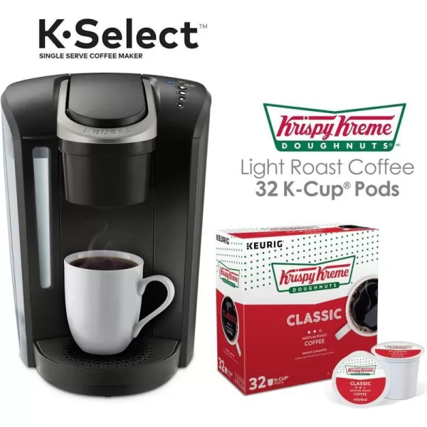 Keurig KSelect Coffee Maker Single Serve KCup Pod Coffee Brewer Black and Krispy Kreme Light Roast Coffee KCup Pods 32 CountKeurig KSelect Coffee Maker Single Serve KCup Pod Coffee Brewer Black and Krispy Kreme Light Roast Coffee KCup Pods 32 Count