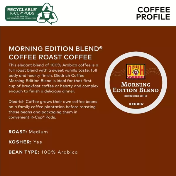 Diedrich Coffee Morning Edition Blend SingleServe Keurig KCup Pods Medium Roast Coffee 24 Count Pack of 4Medium Roast Morning Edition Blend 24 Count Pack of 4