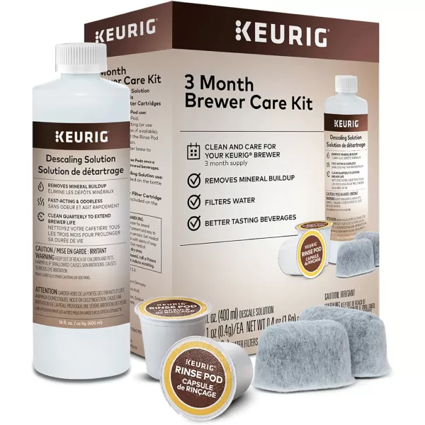 Keurig 3Month Brewer Maintenance Kit Includes Descaling Solution Water Filter Cartridges amp Rinse Pods Compatible Classic10 amp 20 KCup Coffee Makers 7 CountMaintenance Kit  Coffee Maker