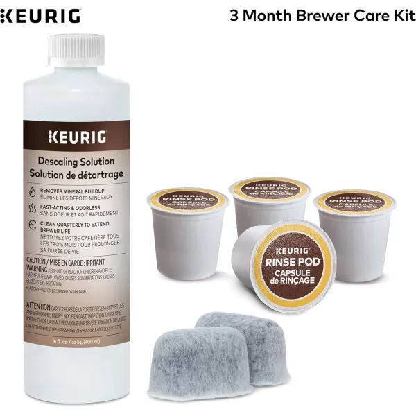 Keurig 3Month Brewer Maintenance Kit Includes Descaling Solution Water Filter Cartridges amp Rinse Pods Compatible Classic10 amp 20 KCup Coffee Makers 7 CountMaintenance Kit  Coffee Maker