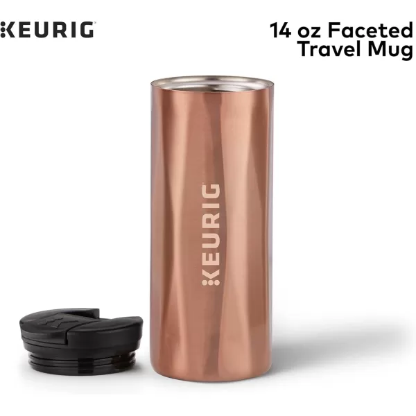 Keurig Faceted Stainless Steel Coffee Travel Mug Fits Under Any Keurig KCup Pod Coffee Maker 14 oz CopperCopper