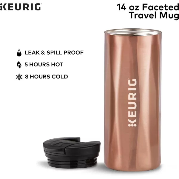 Keurig Faceted Stainless Steel Coffee Travel Mug Fits Under Any Keurig KCup Pod Coffee Maker 14 oz CopperCopper