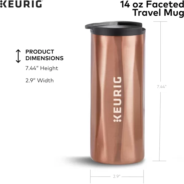 Keurig Faceted Stainless Steel Coffee Travel Mug Fits Under Any Keurig KCup Pod Coffee Maker 14 oz CopperCopper