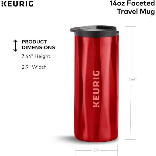 Keurig Faceted Stainless Steel Coffee Travel Mug Fits Under Any Keurig KCup Pod Coffee Maker 14 oz CopperRed