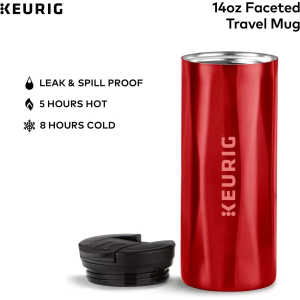 Keurig Faceted Stainless Steel Coffee Travel Mug Fits Under Any Keurig KCup Pod Coffee Maker 14 oz CopperRed