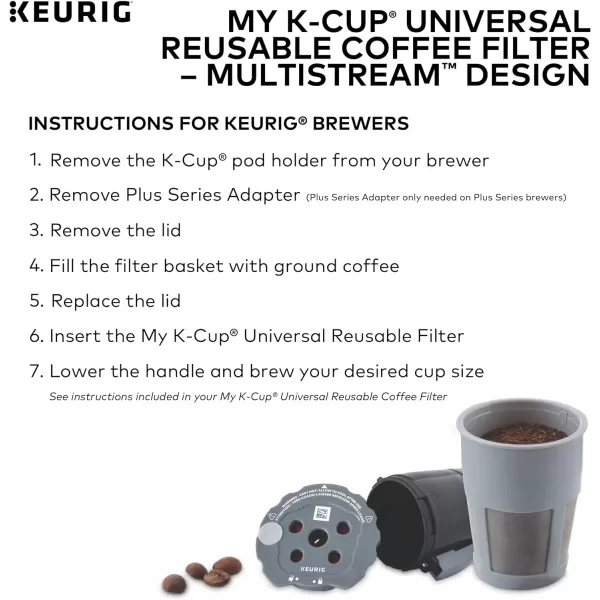 Keurig My KCup Universal Reusable Filter MultiStream Technology  GrayFilter