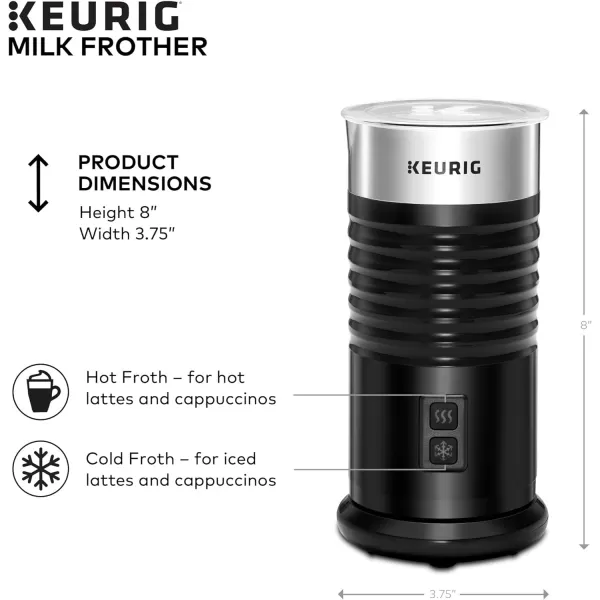 Keurig Standalone Frother Works NonDairy Milk Hot and Cold Frothing 6 Oz BlackBlack Milk Frother