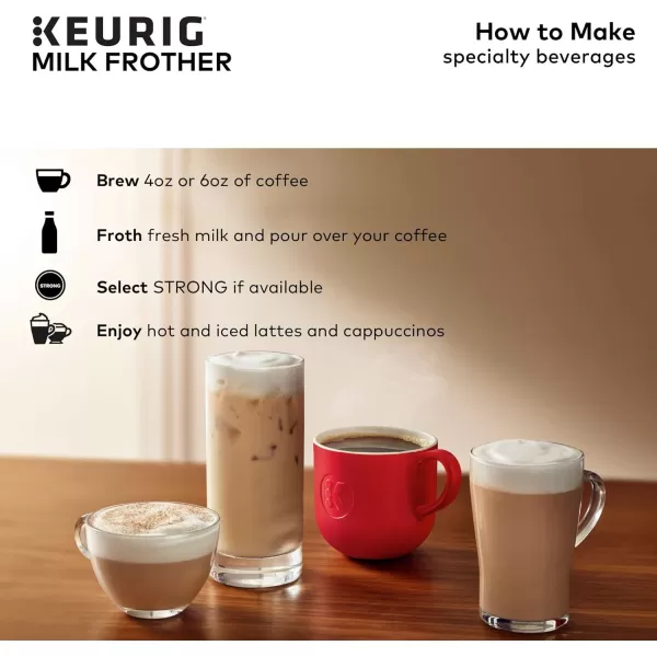 Keurig Standalone Frother Works NonDairy Milk Hot and Cold Frothing 6 Oz BlackBlack Milk Frother