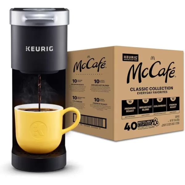 Keurig KMini Coffee Maker Single Serve KCup Pod Coffee Brewer Black with McCafe Classic Collection Variety Pack KCup Coffee Pods 40 CountKeurig KMini Coffee Maker Single Serve KCup Pod Coffee Brewer Black with McCafe Classic Collection Variety Pack KCup Coffee Pods 40 Count