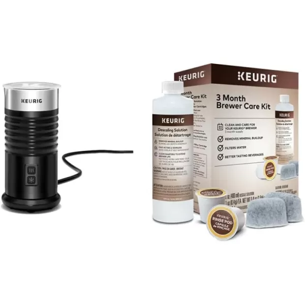Keurig Standalone Frother Works NonDairy Milk Hot and Cold Frothing 6 Oz BlackBlack Milk Frother  Brewer Maintenance Kit