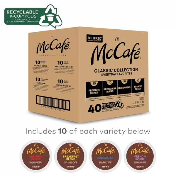 McCafe Classic Collection SingleServe Coffee KCup Pods Classic Collection Variety Pack 40 CountMcCaf Classic Collection 40 Count