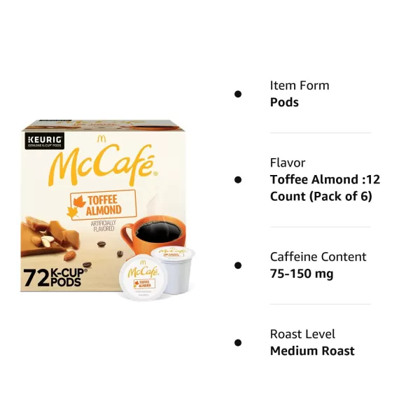 McCafe Classic Collection SingleServe Coffee KCup Pods Classic Collection Variety Pack 40 CountToffee Almond 12 Count Pack of 6