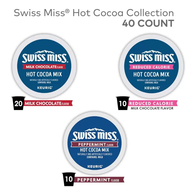 Swiss Miss Hot Cocoa Variety Pack Keurig SingleServe Hot Chocolate KCup Pods 40 CountSwiss Miss Hot Cocoa Variety Pack Keurig SingleServe Hot Chocolate KCup Pods 40 Count