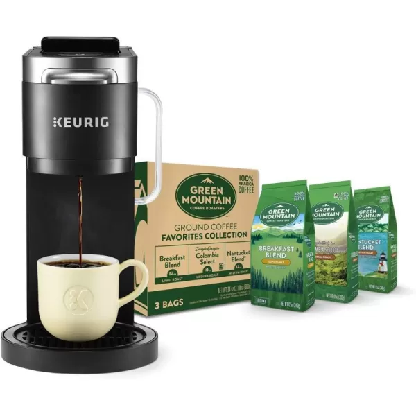 Keurig KDuo Plus Coffee Maker Single Serve KCup Pod and 12 Cup Carafe Brewer with Green Mountain Ground Coffee Favorites Collection 12 oz Bagged 3 CountKDuo Plus  Green Mountain Ground Coffee Collection 12oz 3ct