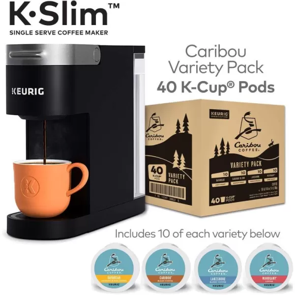 Keurig KSlim Coffee Maker with Caribou 40 Count Variety Pack Coffee PodsKeurig KSlim Coffee Maker with Caribou 40 Count Variety Pack Coffee Pods