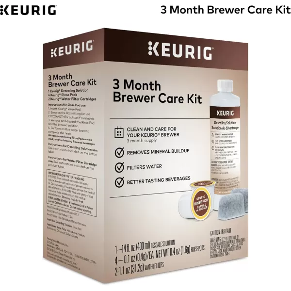 Keurig 3Month Brewer Maintenance Kit Includes Descaling Solution Water Filter Cartridges ampamp Rinse Pods Compatible Classic10 ampamp 20 KCup Coffee Makers 7 CountMaintenance Kit