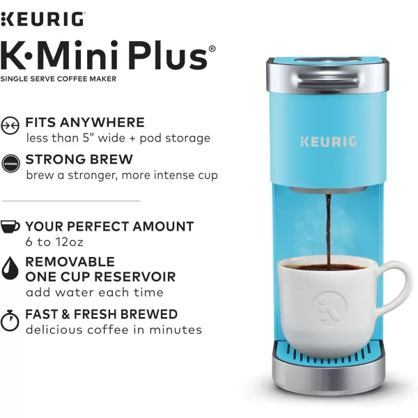 Keurig KMini Plus Single Serve KCup Pod Coffee Maker BlackCool Aqua