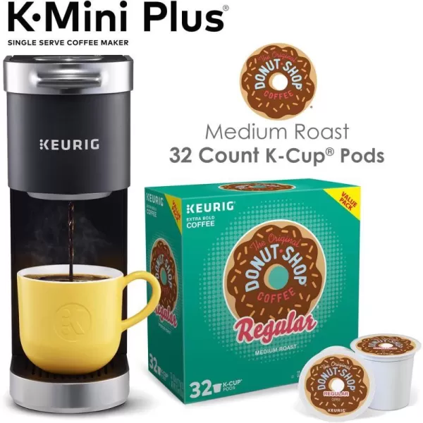 Keurig KMini Plus Single Serve Coffee Maker with Donut Shop Coffee Pods 32 countKeurig KMini Plus Single Serve Coffee Maker with Donut Shop Coffee Pods 32 count