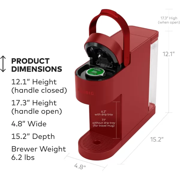 Keurig K Slim Single Serve KCup Pod Coffee Maker with 3 Brew Sizes Multistream Technology 46oz Removable Reservoir Scarlet RedScarlet Red