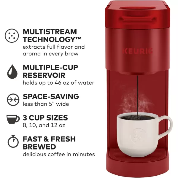 Keurig K Slim Single Serve KCup Pod Coffee Maker with 3 Brew Sizes Multistream Technology 46oz Removable Reservoir Scarlet RedScarlet Red